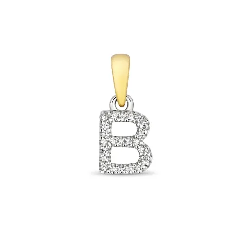 B Diamond initial pendent 0.02ct 0.50g - 9ct Yellow Gold 